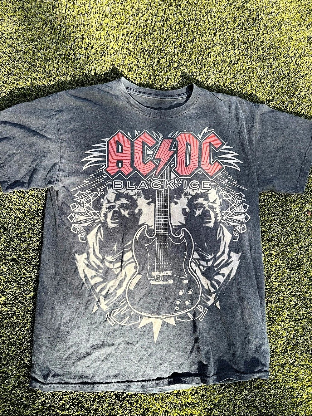 AC/DC Black Ice World Tour Graphic T-Shirt in Gray